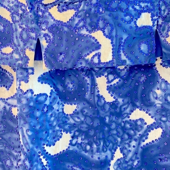 Gorgeous 2 piece dress blue ivory with sequins from a boutique in Saint Thomas M - Picture 8 of 15